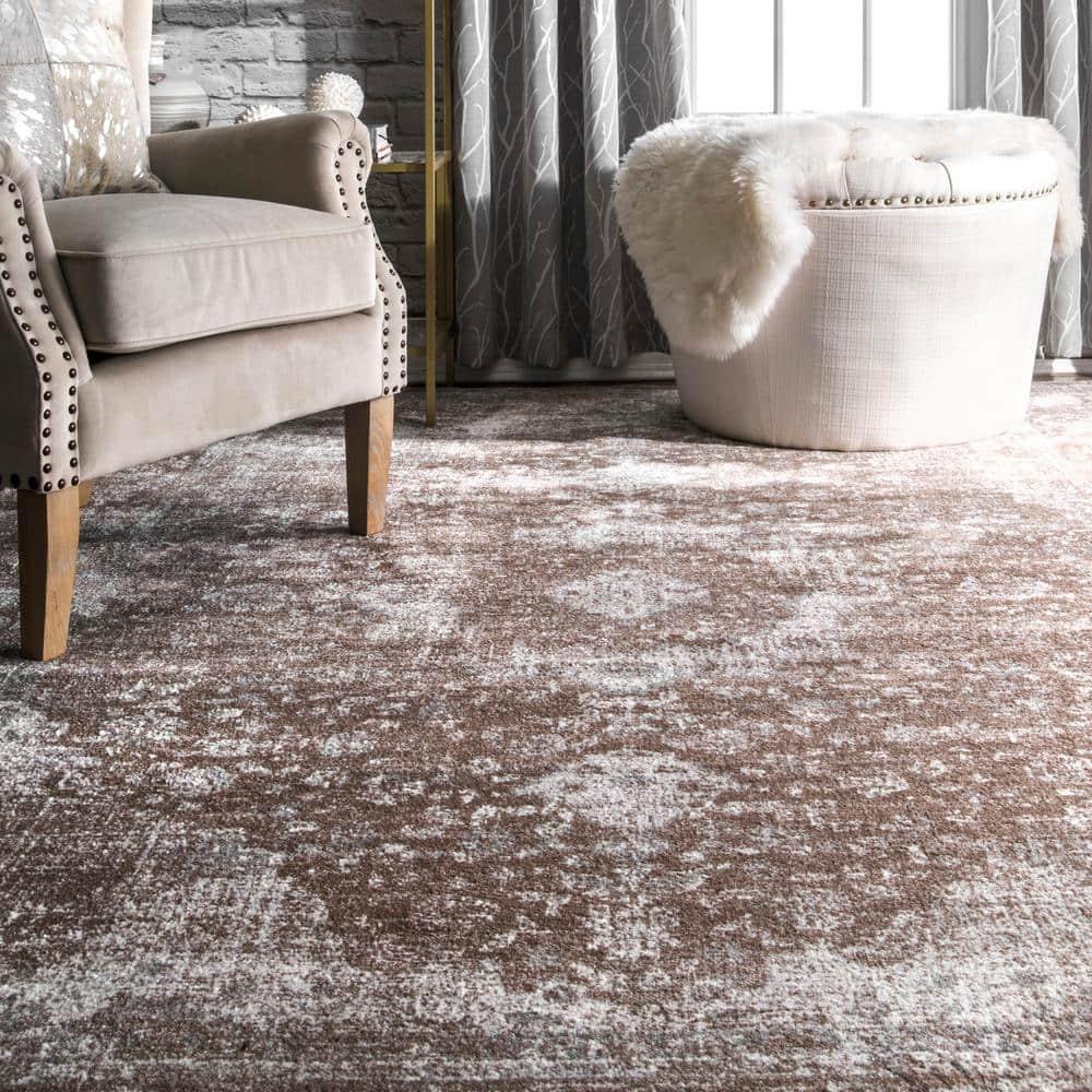 Nuloom Verona Oriental/Persian 4x6 Indoor Area Rug for Living Room Bedroom Dining Room Kitchen, Brown/Off White