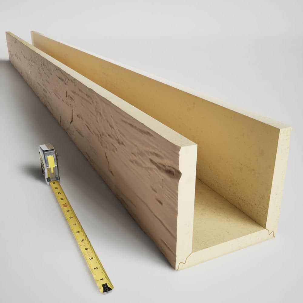 Ekena Millwork Hand Hewn Timberthane Faux Wood 3-Sided Ceiling Beam (U-beam)