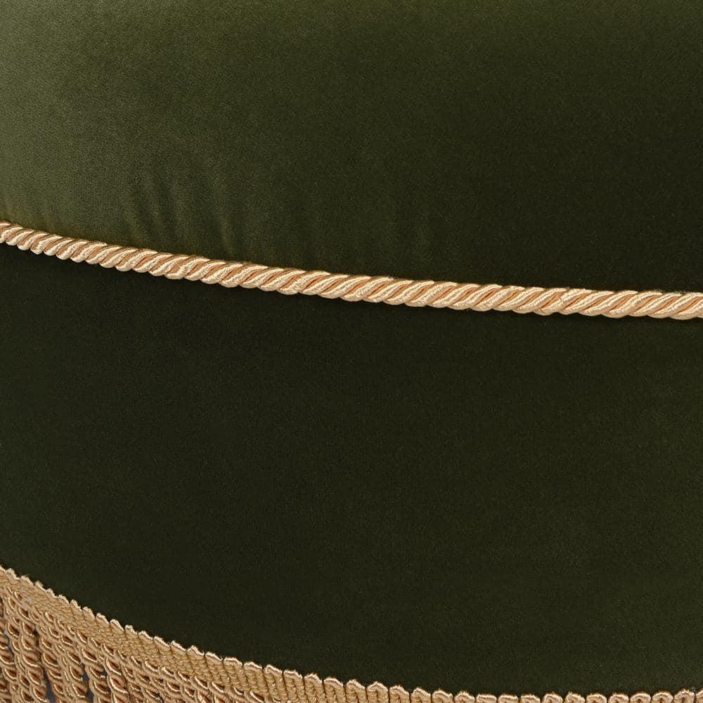 Jennifer Taylor Home Yolanda 24" Round Upholstered Accent Ottoman, Olive Green Performance Velvet