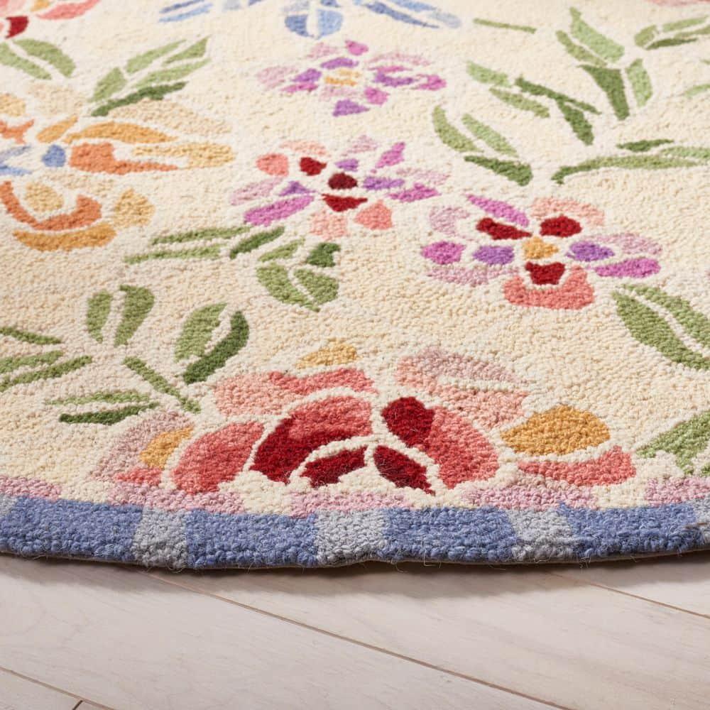 SAFAVIEH Chelsea Endika Floral Wool Area Rug, Ivory, 8' x 8' Round