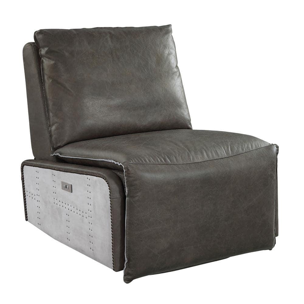 ACME Metier Power Motion Recliner in Gray Top Grain Leather and Aluminum