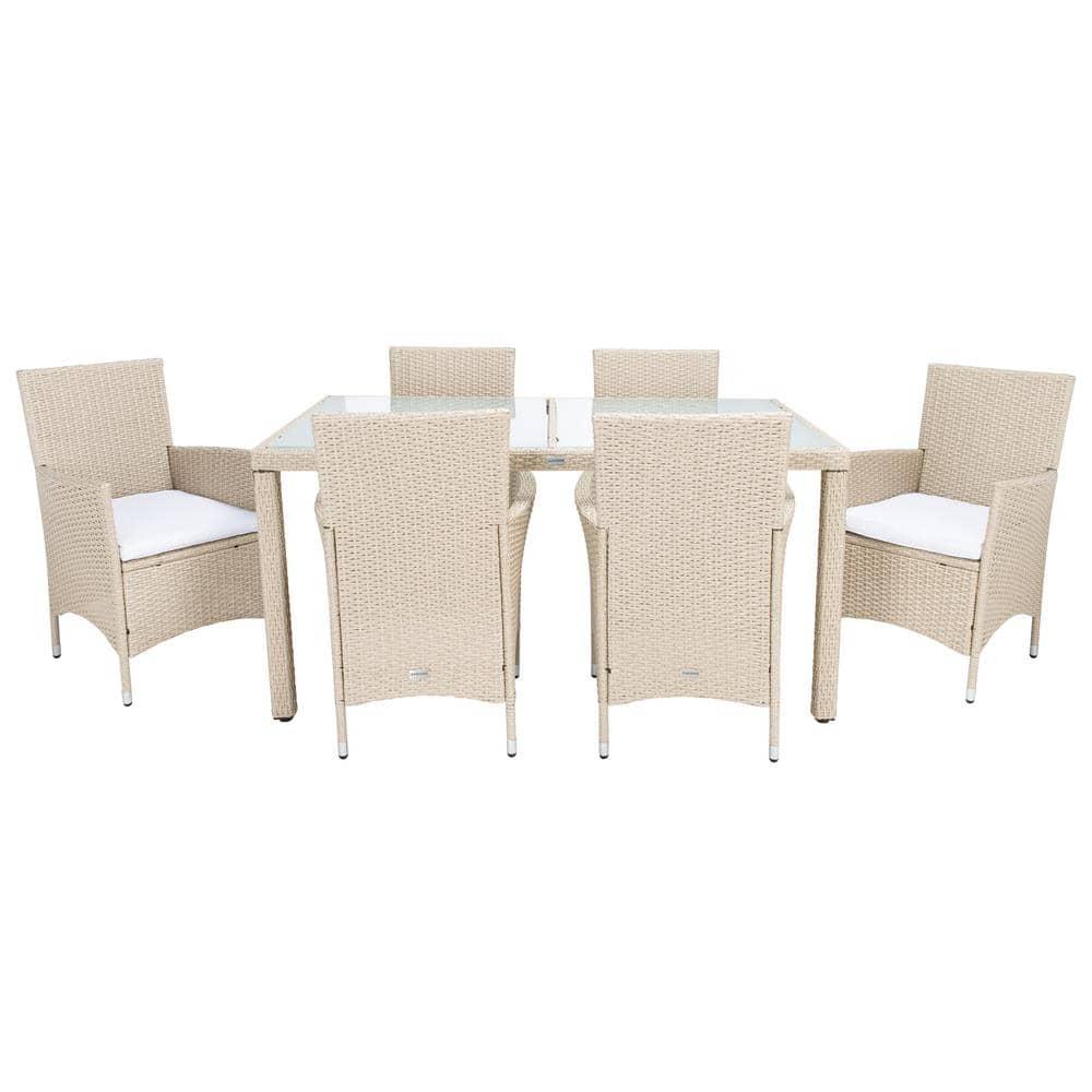 Jolin 7 Pc Dining Set - Outdoor - PAT7706 - Beige/White - Safavieh