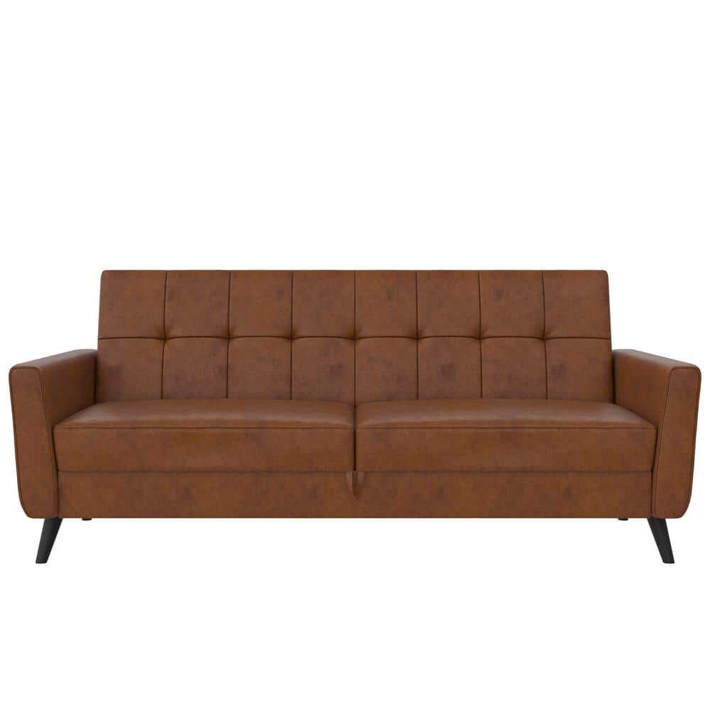 Dorel Home Products Parker Faux Leather Futon with Storage Camel