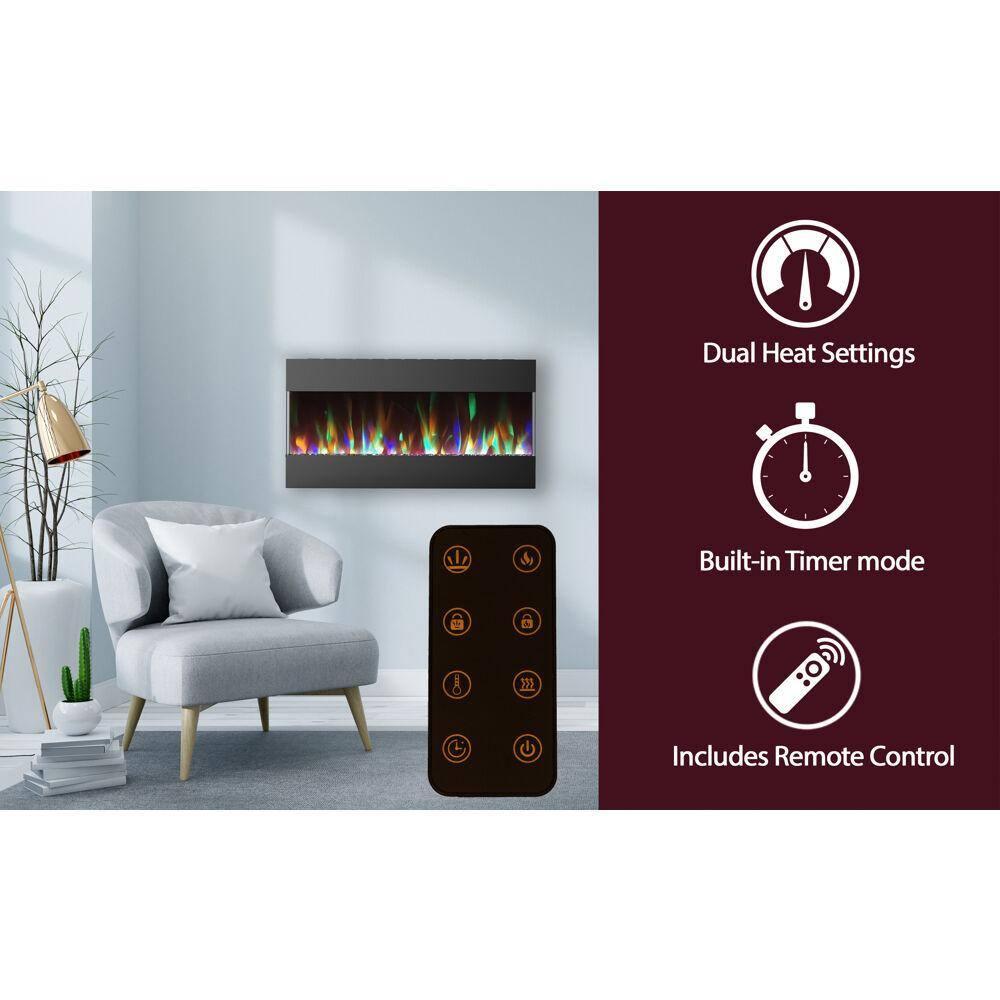 Cambridge Cambridge Recessed Wall Mounted Electric Fireplace with Crystal Rock Display