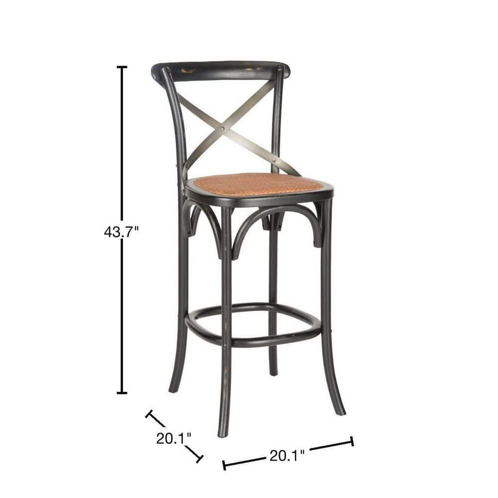 SAFAVIEH Eleanor Square Mid Back Bar Stool, Black