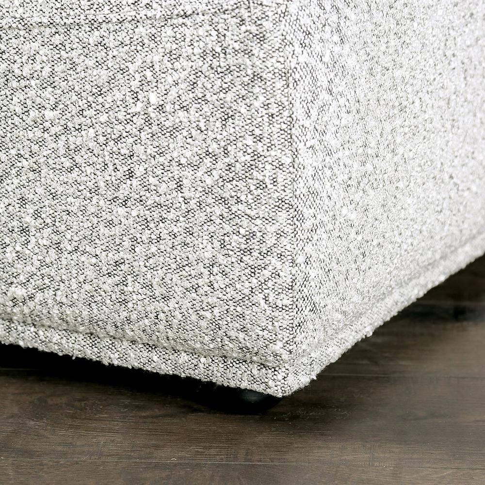 HOMES: Inside + Out Povoa Modern Modular Armless Chair Boucle with Extendable Backrest Light Gray