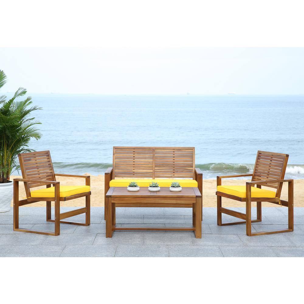 Ozark 4 Piece Set - Indoor/Outdoor - FOX6007 - Natural/Yellow - Safavieh