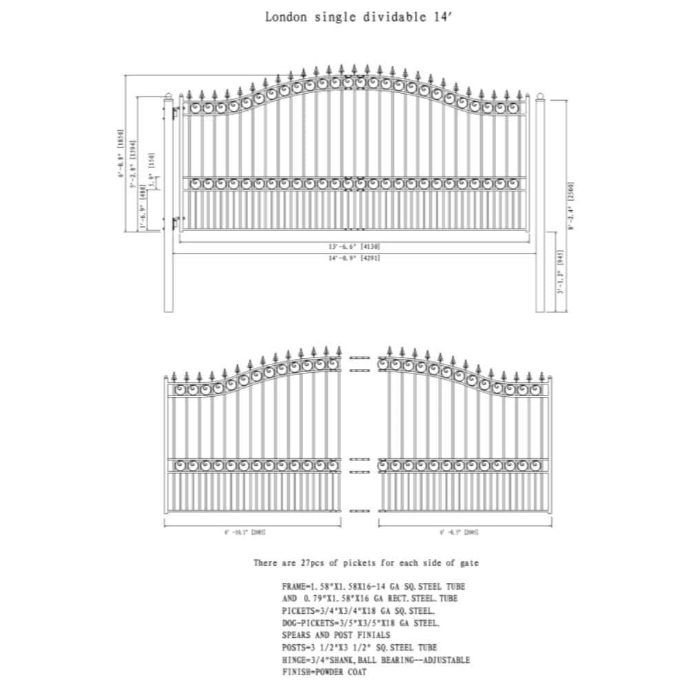 ALEKO Steel Single Swing Driveway Gate - LONDON Style