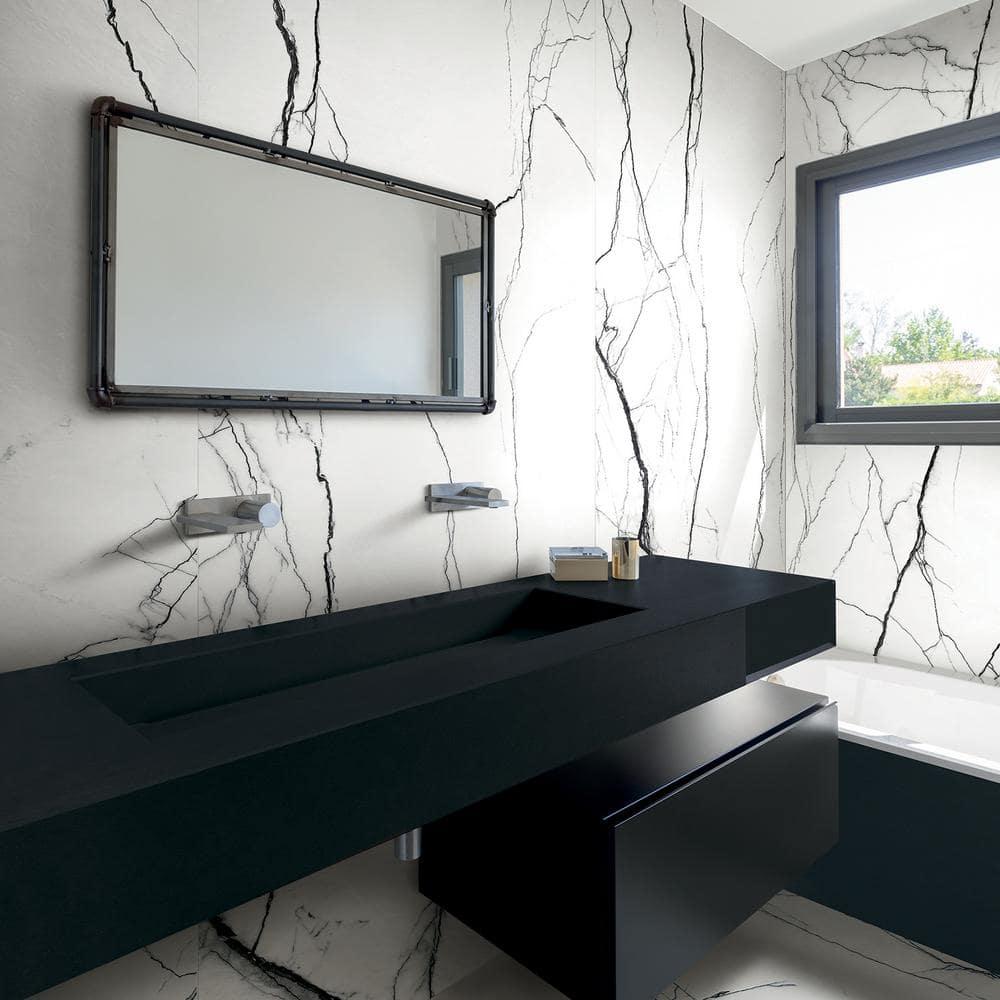 Magnus 11.81 in. x 23.62 in. Polished Porcelain Marble Look Floor and Wall Tile (11.62 Sq. Ft./Case)