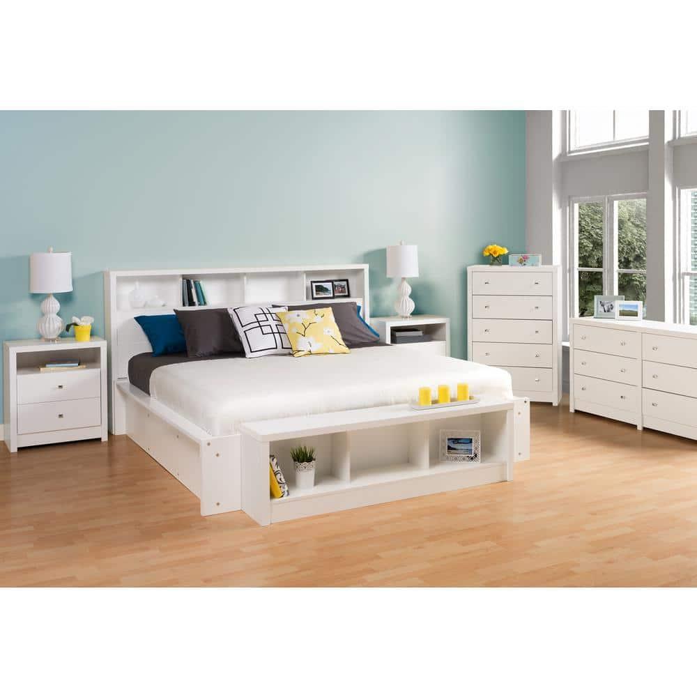 Calla Tall 2 Drawer Nightstand White - Prepac: Modern Style, Wood Composite, Includes Anti-Tip Hardware