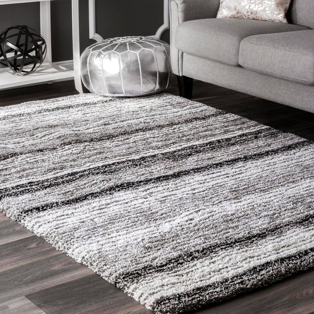 nuLOOM Classie Hand Tufted Shag Area Rug, 10' x 14', Gray Multi