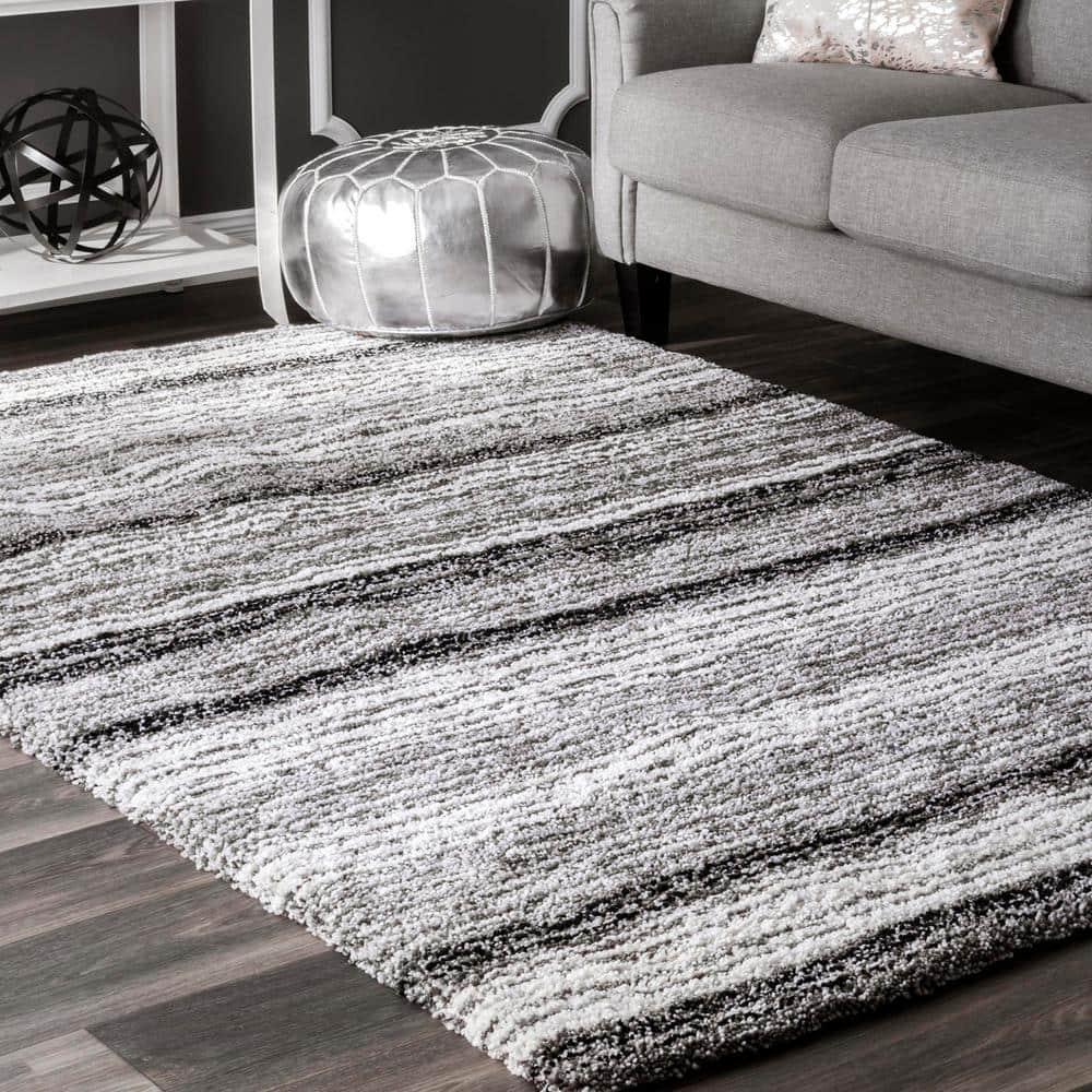 nuLOOM 5'x8' Drey Ombre Shag Area Rug Gray: Modern High Pile Tufted Rectangle, Indoor Polyester with Jute Backing