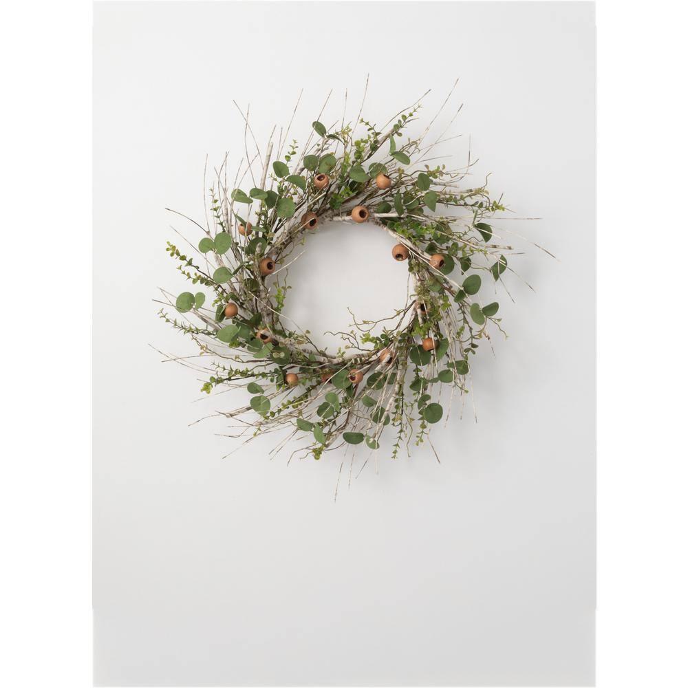 Sullivans Artificial 24" Birch, Eucalyptus And Pod Wreath