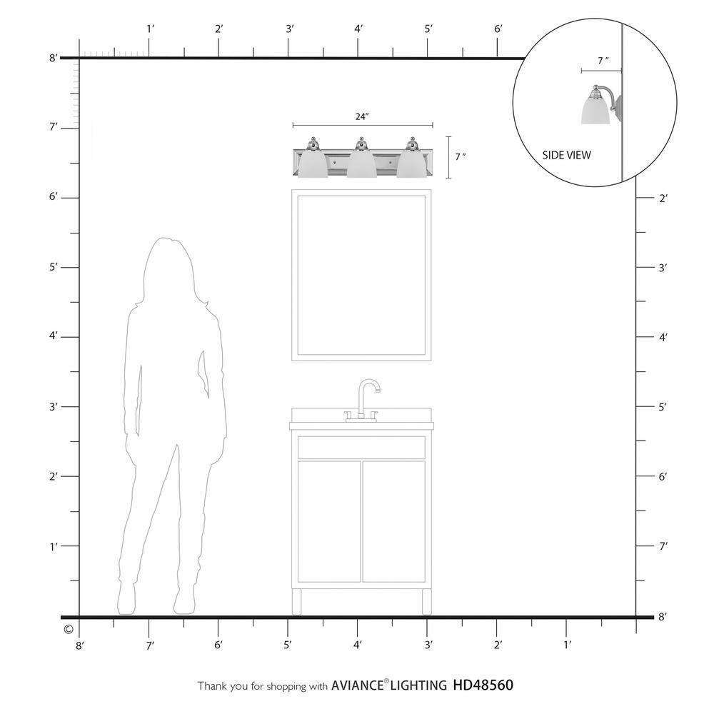 Livex Lighting Springfield 3 - Light Vanity in  Polished Chrome