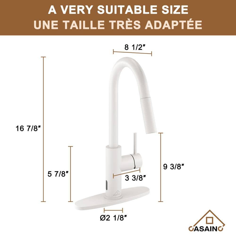 Willow Single-Handle Pull Down Sprayer Kitchen Faucet with Infrared Sensor, Soap Dispenser and Deck Plate