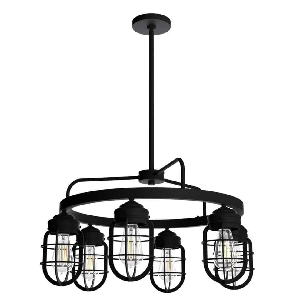 Hunter Fan Starklake 6 - Light Unique / Statement Wagon Wheel Chandelier