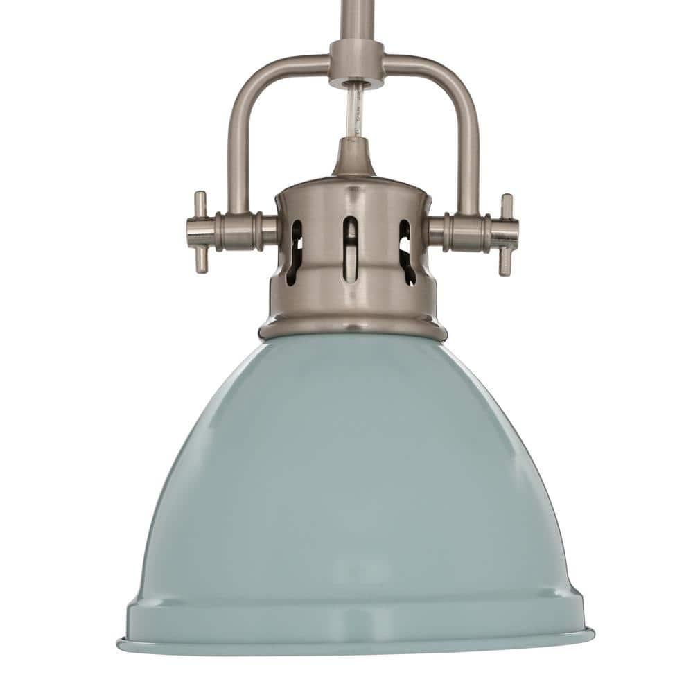 Golden Lighting Duncan 1-Light Mini Pendant in Pewter with Seafoam