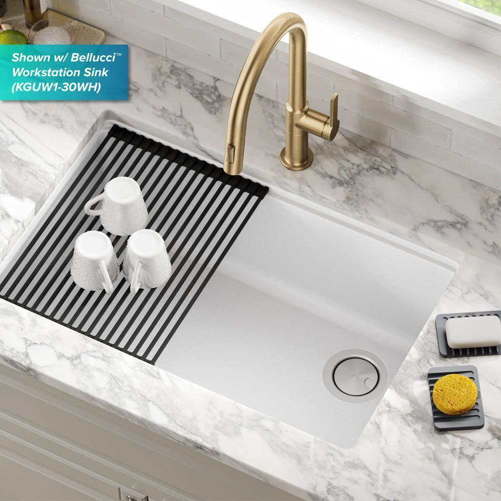 KRAUS Multipurpose Self-Draining Silicone Soap Dish/Sponge Holder for Bathroom or Kitchen Counter in Dark Grey, KDM-05DG