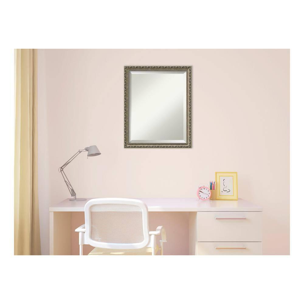 Amanti Art Parisian Silver Beveled Wood Wall Mirror 22.25 x 18.25 in.