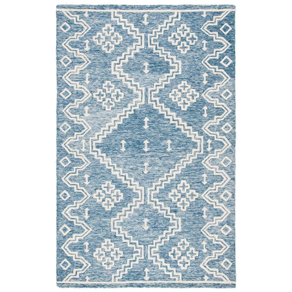 Abstract ABT852 Handmade Indoor Area Rug - Blue/Ivory - 5'x8' - Safavieh