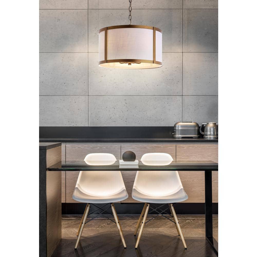 Thatcher 17" Metal LED Pendant Light, Gold/White