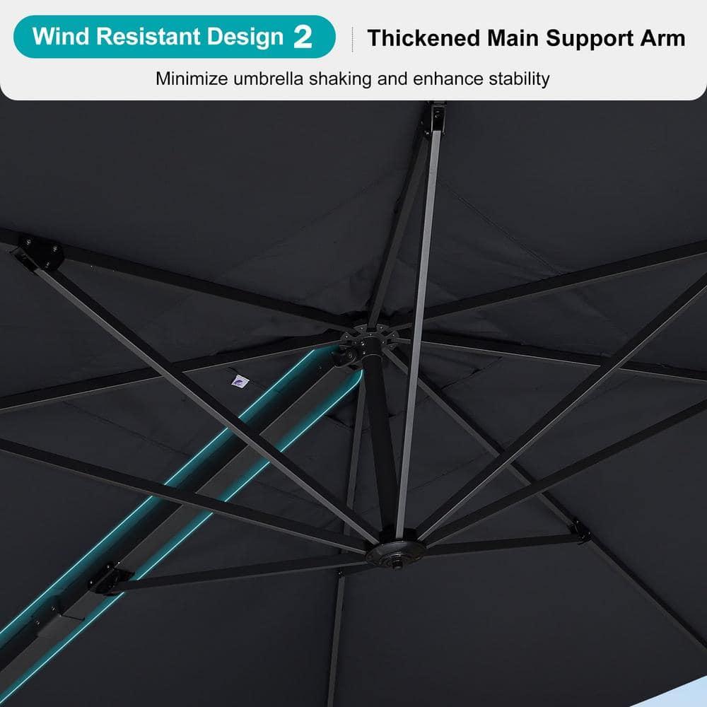 PURPLE LEAF 9' X 12' Rectangle Patio Umbrella Large Cantilever Outdoor Aluminum Offset Umbrella with 360-degree Rotation for Garden Deck Backyard Pool, Grey