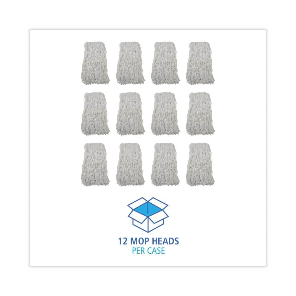 Boardwalk Banded Rayon Cut-End Mop Heads, #24, White, 1.25" Headband, 12/Carton