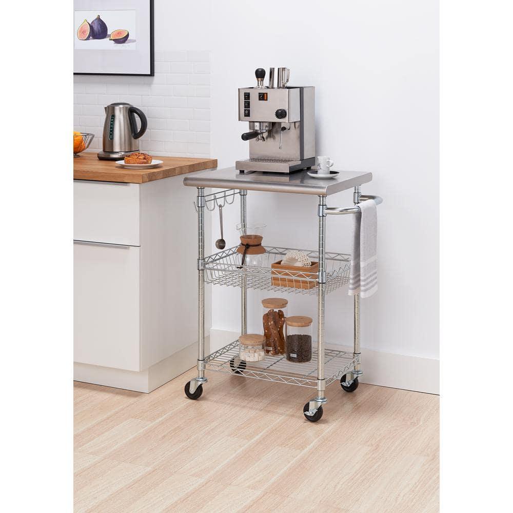 TRINITY EcoStorage® 24" Stainless Steel Kitchen Cart, NSF - Chrome