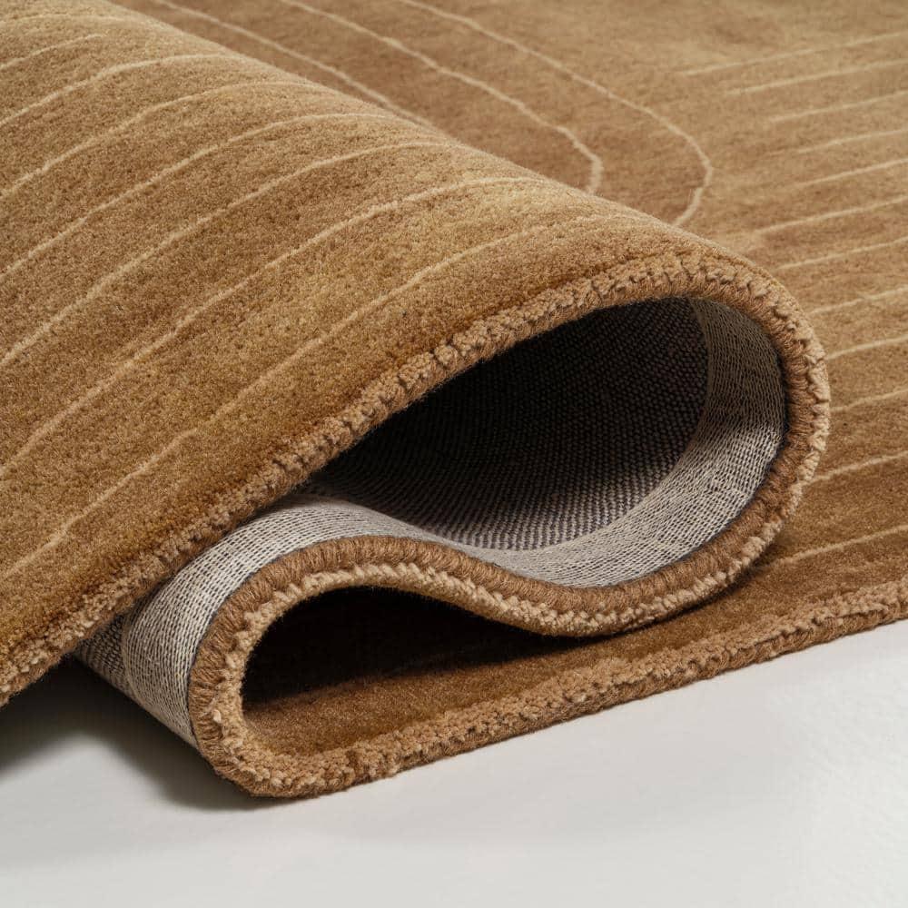JONATHAN Y Retro Bohemian Abstract Striped Handwoven Wool Light Brown/Beige 6 ft. x 9 ft. Area Rug