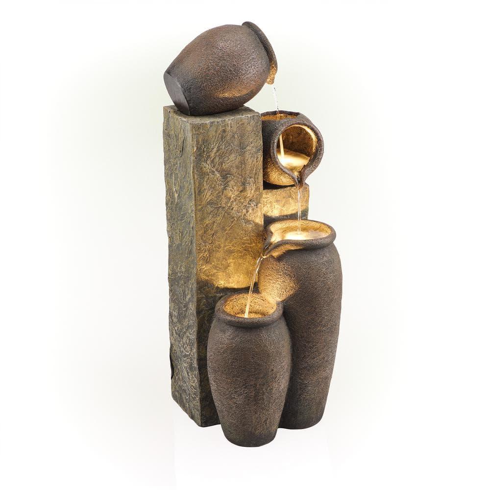 Alpine Weather Resistant Floor Fountain with Light