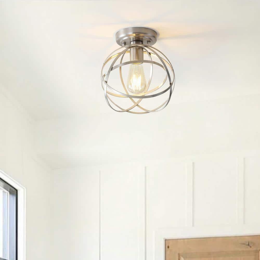 Alba 8.5" Metal Orb LED Flush Mount, Nickel