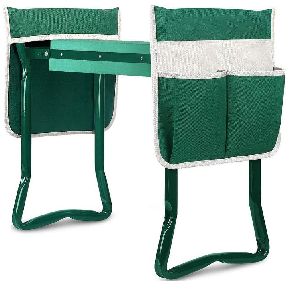 TomCare Upgraded Garden Kneeler Seat Widen Soft Kneeling Pad Garden Stools Garden Bench with 2 Large Tool Pouches Outdoor Foldable Gardening Gifts for Women Men Gardeners, Green