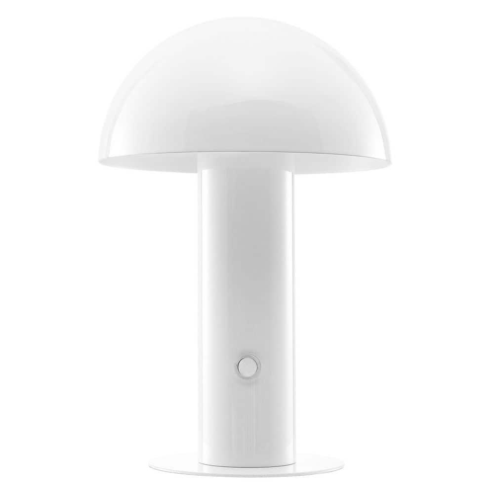 JONATHAN Y JYL7115B Boletus 10.75" Contemporary Bohemian Rechargeable/Cordless Iron Integrated Portable LED Mushroom Table Lamp, Modern, Coastal for living room, dinning room, bedroom, White