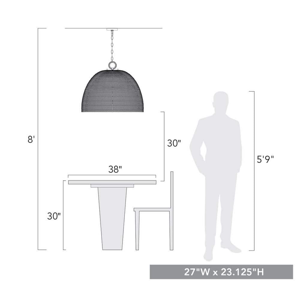 Golden Lighting Rue 8-Light Chandelier in Matte Black with Woven Sweet Grass