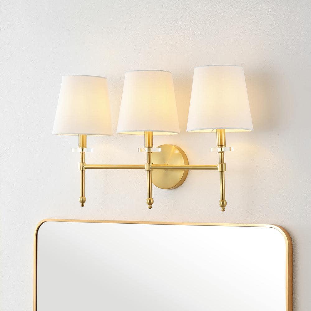Olivia 23 in. 3-Light Brass Gold Modern Midcentury Iron LED Vanity Light