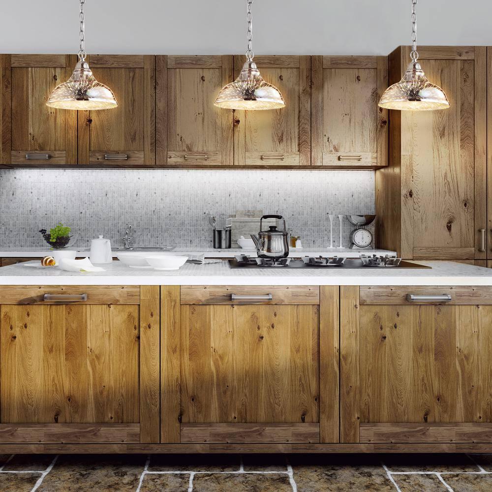 JONATHAN Y Nira 9.75" Adjustable 3D Color Burst Glass/Metal Pendant, Chrome/Multi