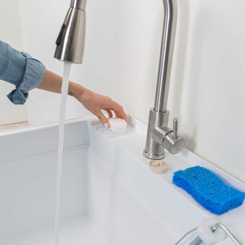 UTILITYSINKS Plastic 24" Freestanding Compact Utility Tub Sink for Workshop, Laundry Room, Garage, Greenhouse & Pet Wash Station, White