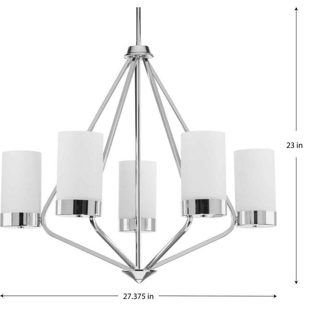 Progress Lighting Elevate 5-Light Chandelier, Polished Chrome, Glass Shades