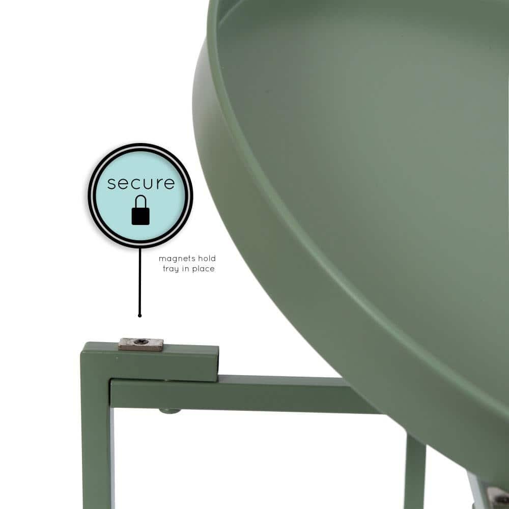 Kate and Laurel Deliah Round Metal Tea Table, 14.25x14.25x25.75, Green