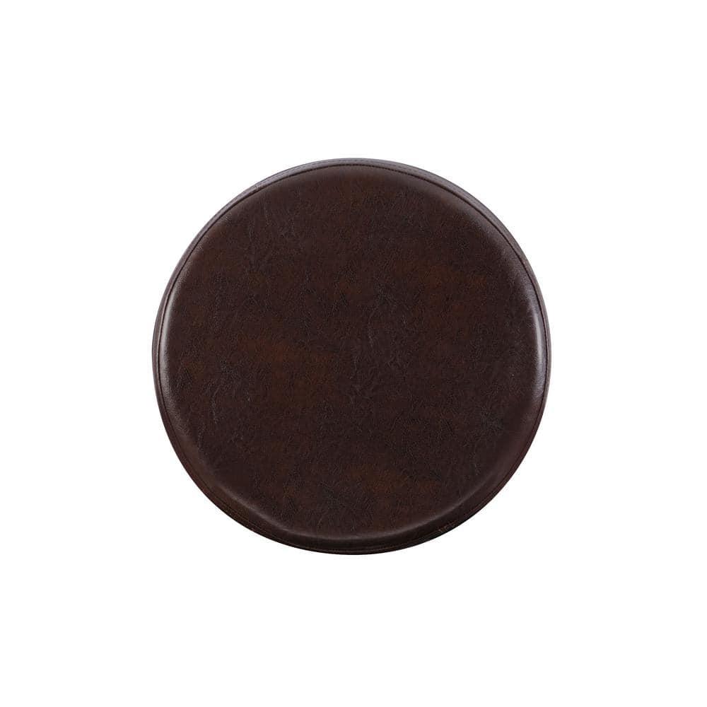 Linon Maya Faux Leather Swivel Backless Counter Height Barstool Brown: Upholstered, Wood Legs, 225 lbs Capacity
