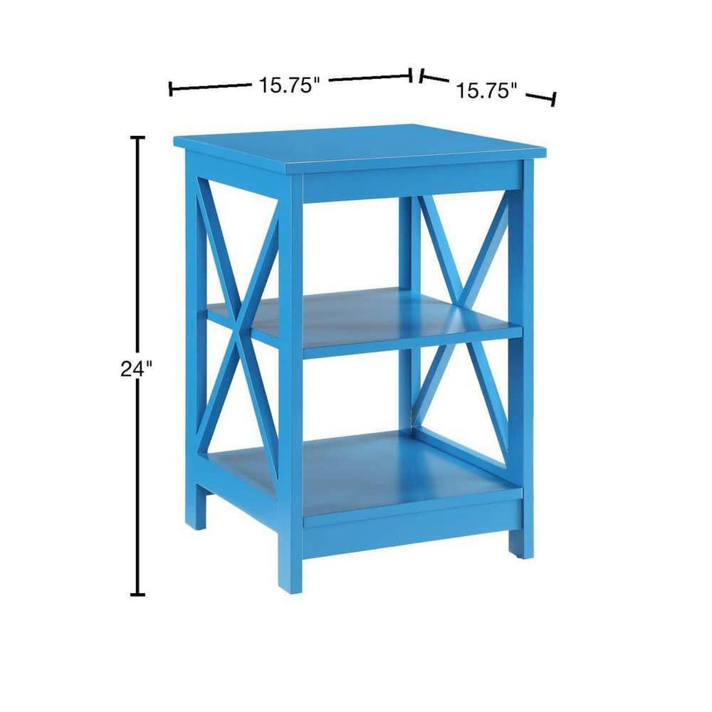 Convenience Concepts Oxford End Table with Shelves, Blue