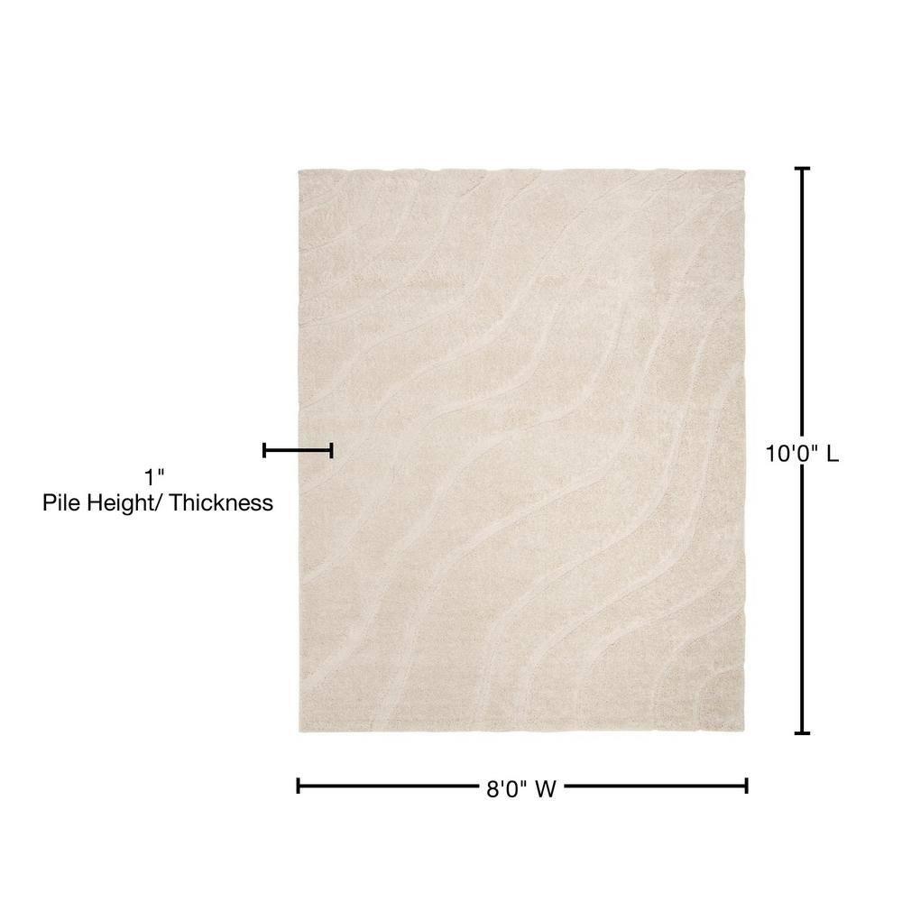 Florida Shag SG472 Power Loomed Indoor Area Rug - Creme/Creme - 8'x10' - Safavieh.