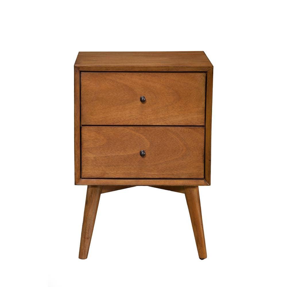 Alpine Furniture Flynn Nightstand, 18" W x 15" D x 26" H, Acorn