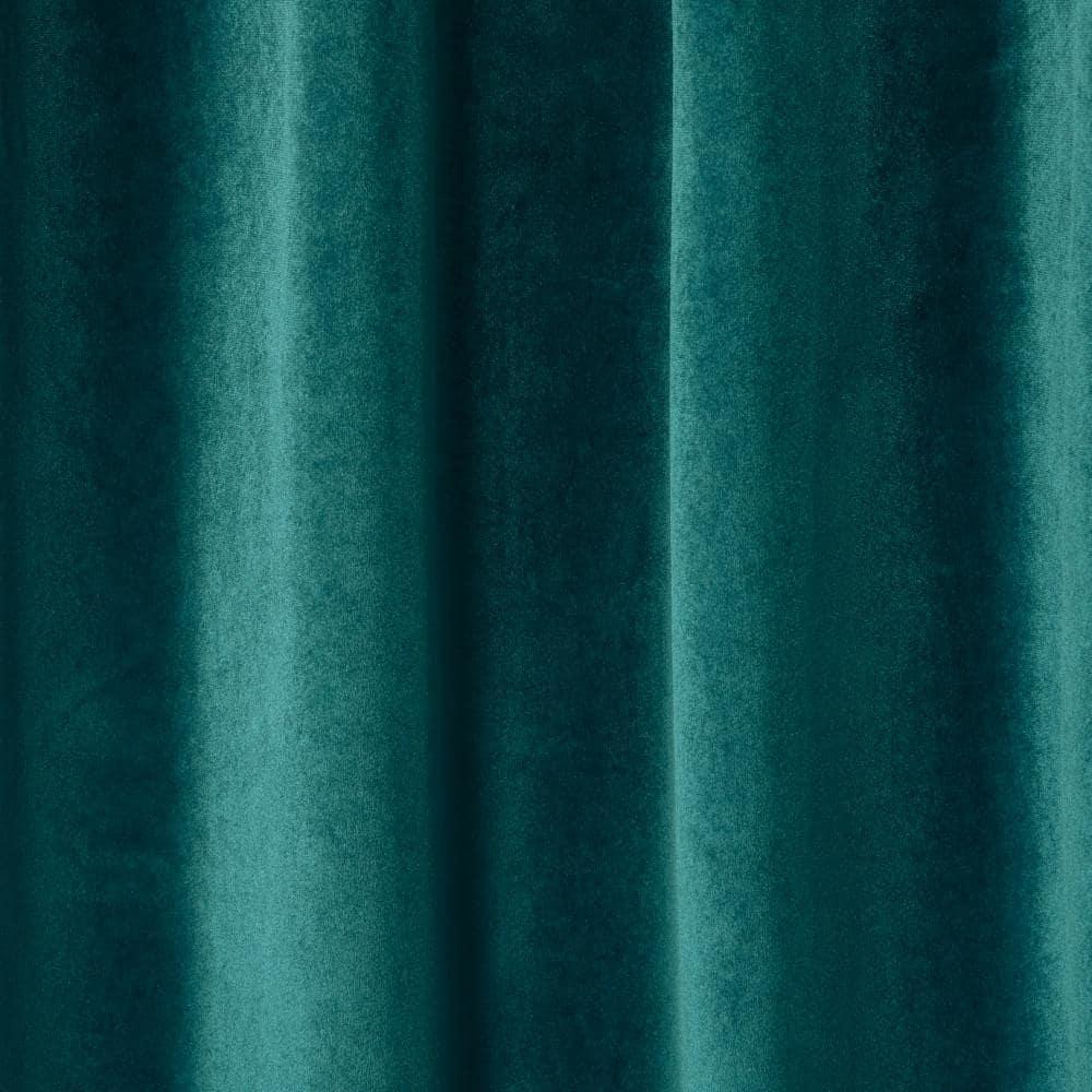 TOWN & COUNTRY LUXE Velour Solid Heavyweight Indoor Curtains, Light Filtering Opacity, Triple Pinch Pleat Top, Plush Velvet, 2-Pack Set, 27"x84", Teal