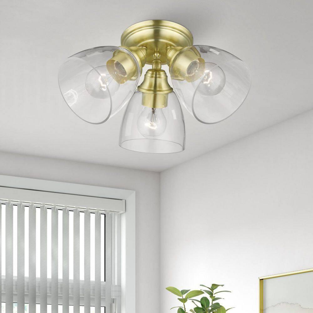 Livex Lighting Montgomery 3 - Light Flush Mount in  Satin Brass