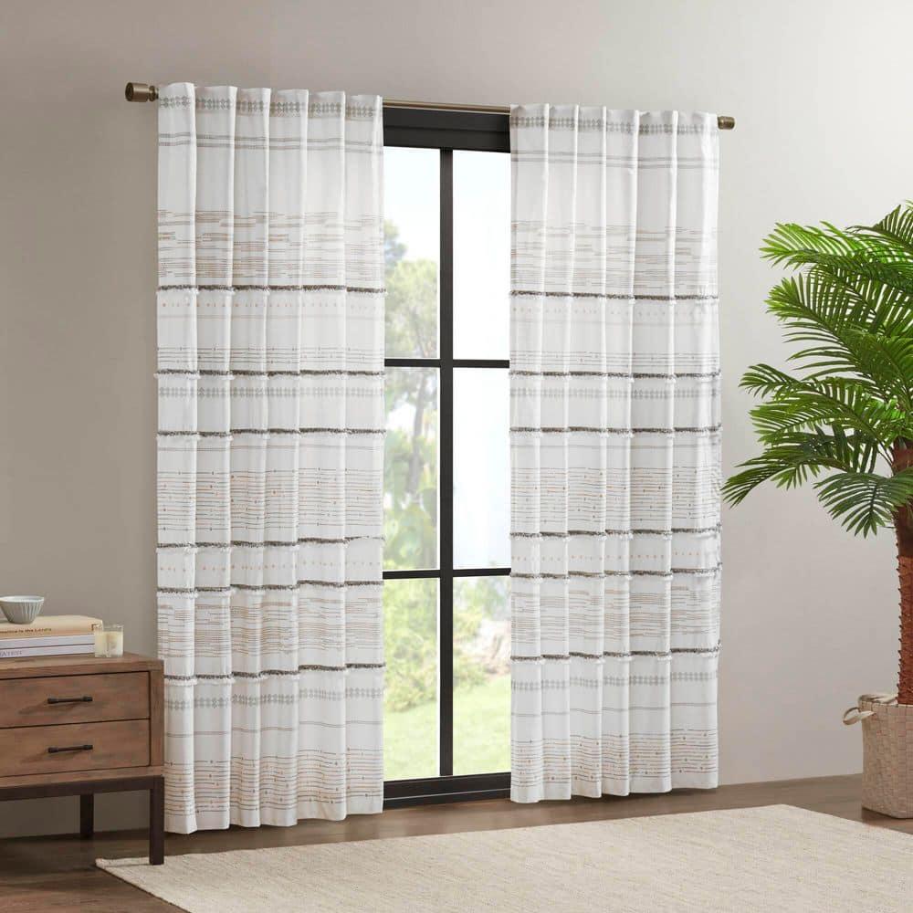 INK+IVY Nea 100% Cotton Printed Single Curtain Panel with Tassel Trim and Lining