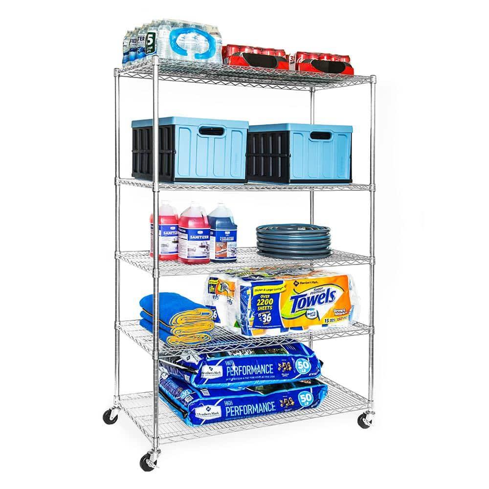 UltraDurable 24" D 5-Tier NSF-Certified Steel Shelving with Wheels
