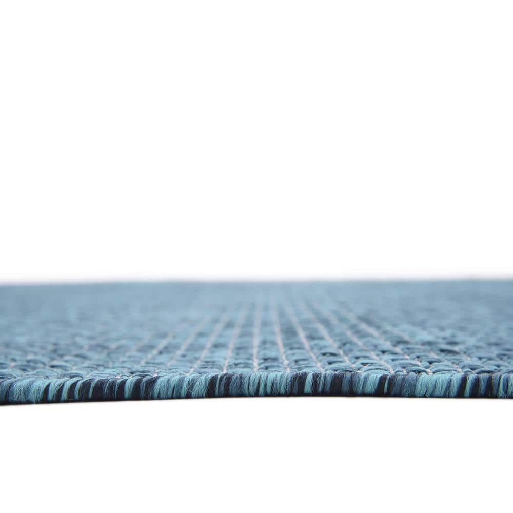 Unique Loom 7' 0 x 10' 0 Rectangle Indoor/Outdoor Solid Teal Area Rug