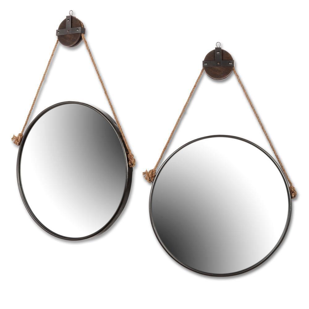 Gerson 28-Inch Diamteter Metal Framed Round Mirror with Pulley