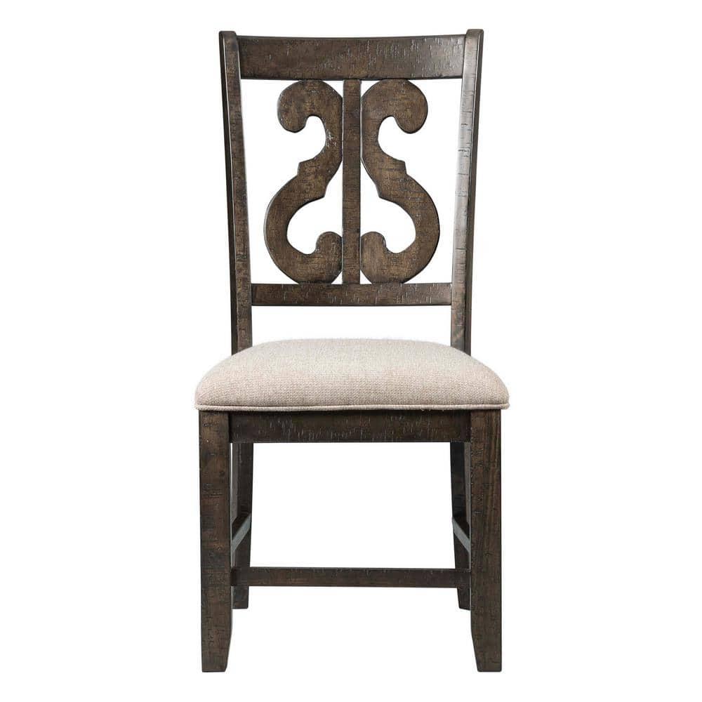 Stanford Wooden Swirl Back Chair Brown - Picket House Furnishings: Mid-Century Modern, Upholstered Seat